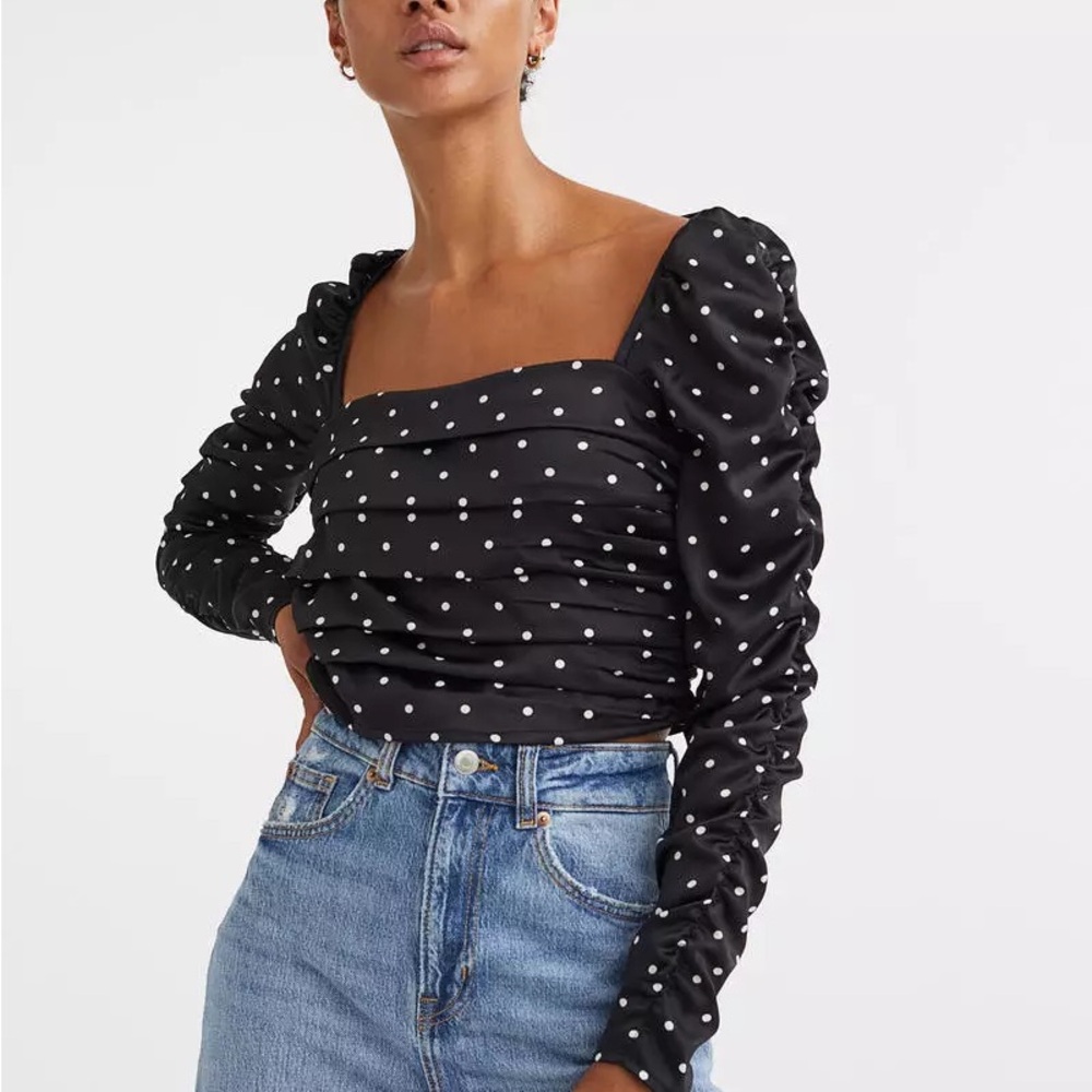 H&M Black and White Polka Dot Blouse